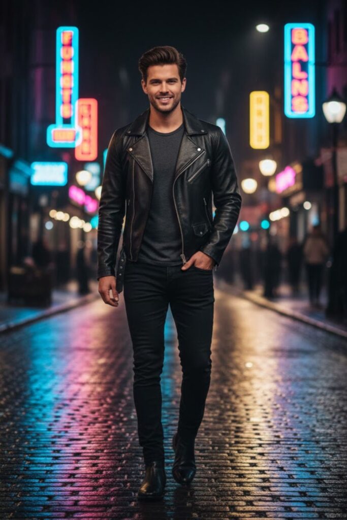 6. Skinny Jeans with a Leather Jacket
