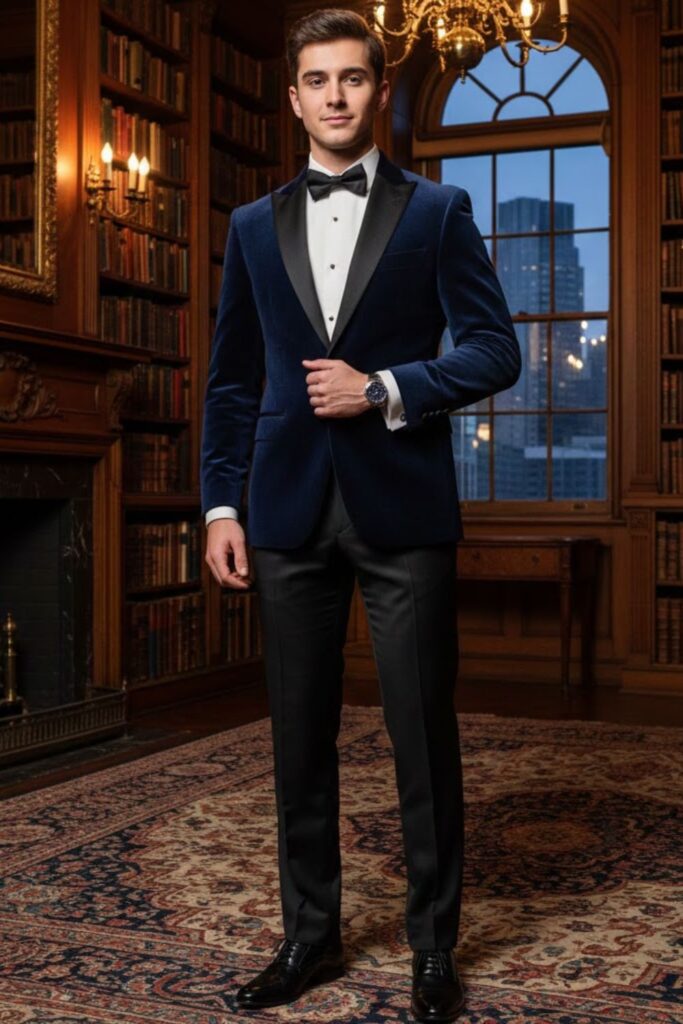 6. The Midnight Blue Velvet Dinner Jacket
