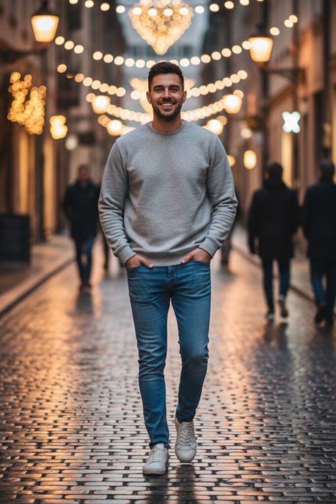 7. Blue Jeans with Sweatshirt