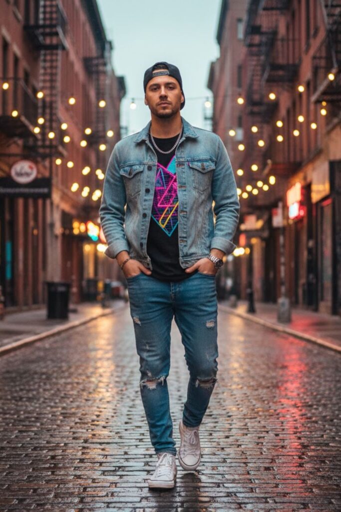 7. Graphic Tee with Denim and High-Tops