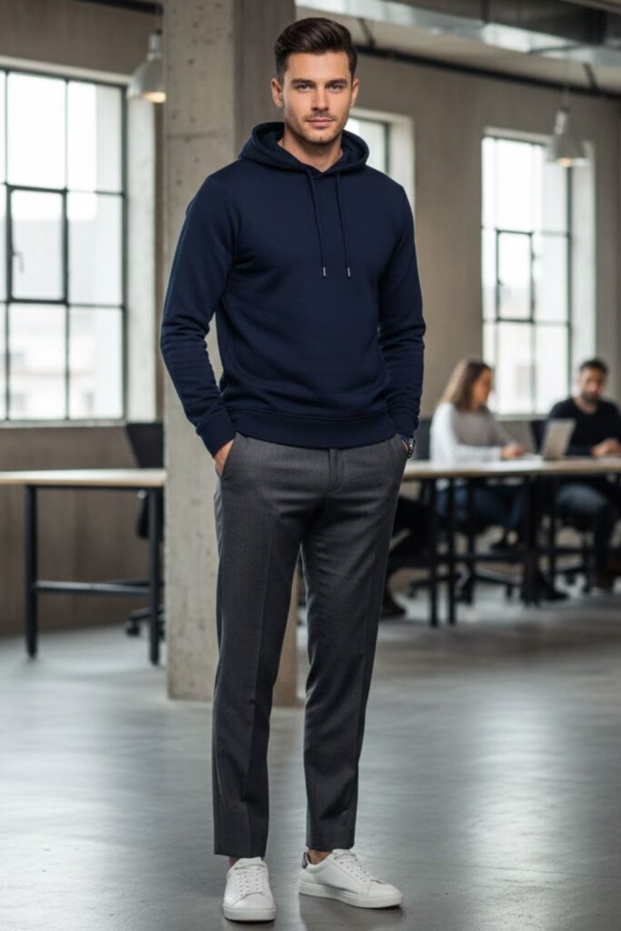 7. Hoodie with Tailored Trousers