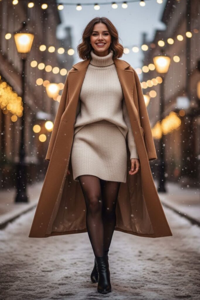 7. Knit Mini Skirt with Matching Sweater Set