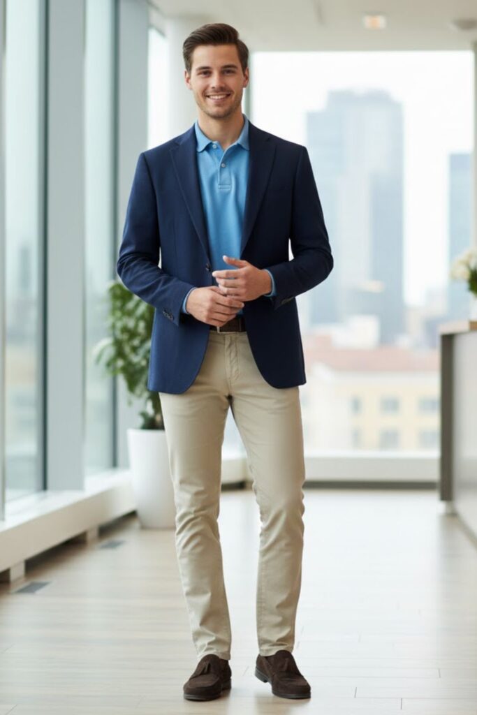7. Polo with Blazer and Chinos