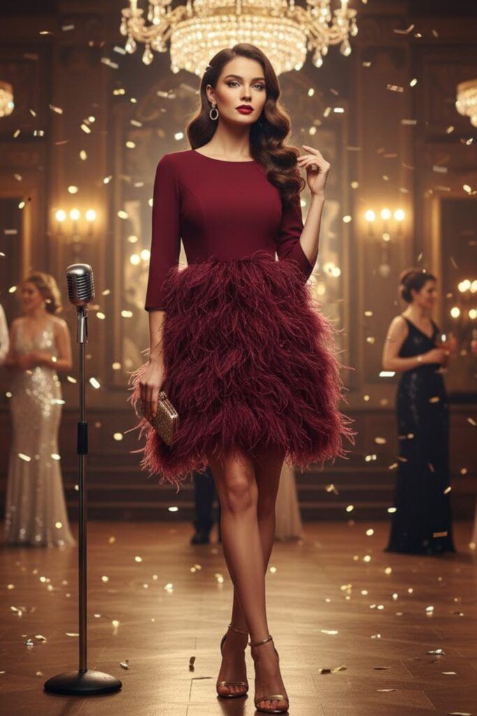 8. Feather Trim Dress