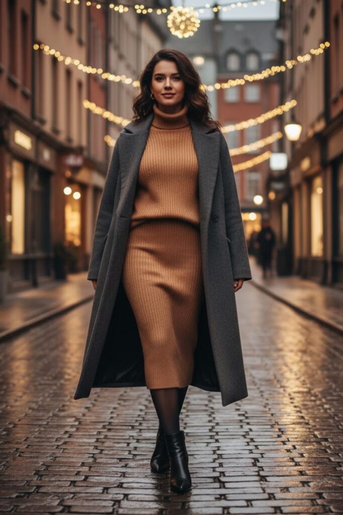 8. Knit Set with Long Coat