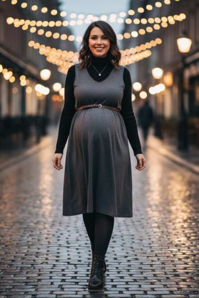 8. Layered Look with Turtleneck and Sleeveless Dress