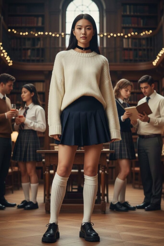 8. Mini Skirt with Oversized Sweater