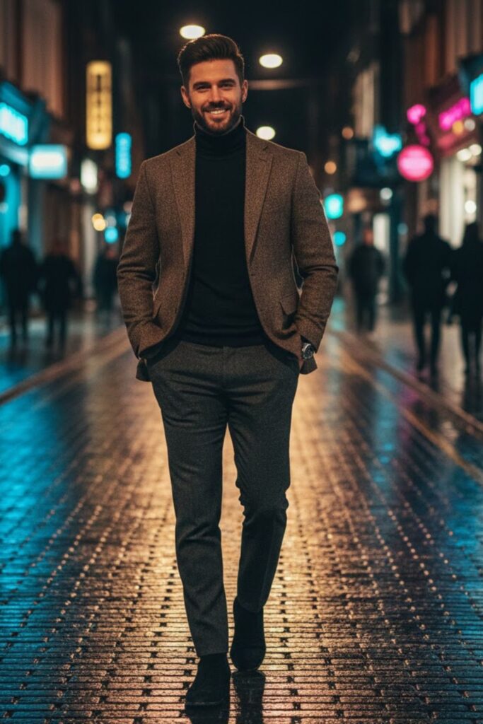 8. Tweed Blazer with Wool Pants and Chelsea Boots