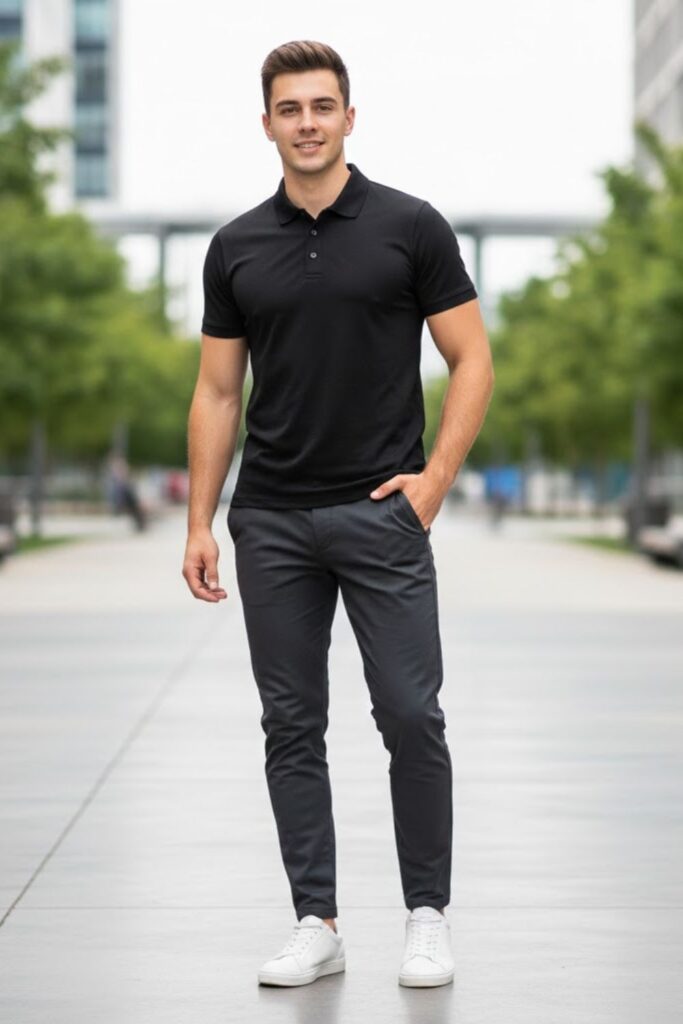 9. Polo with Joggers and Sneakers