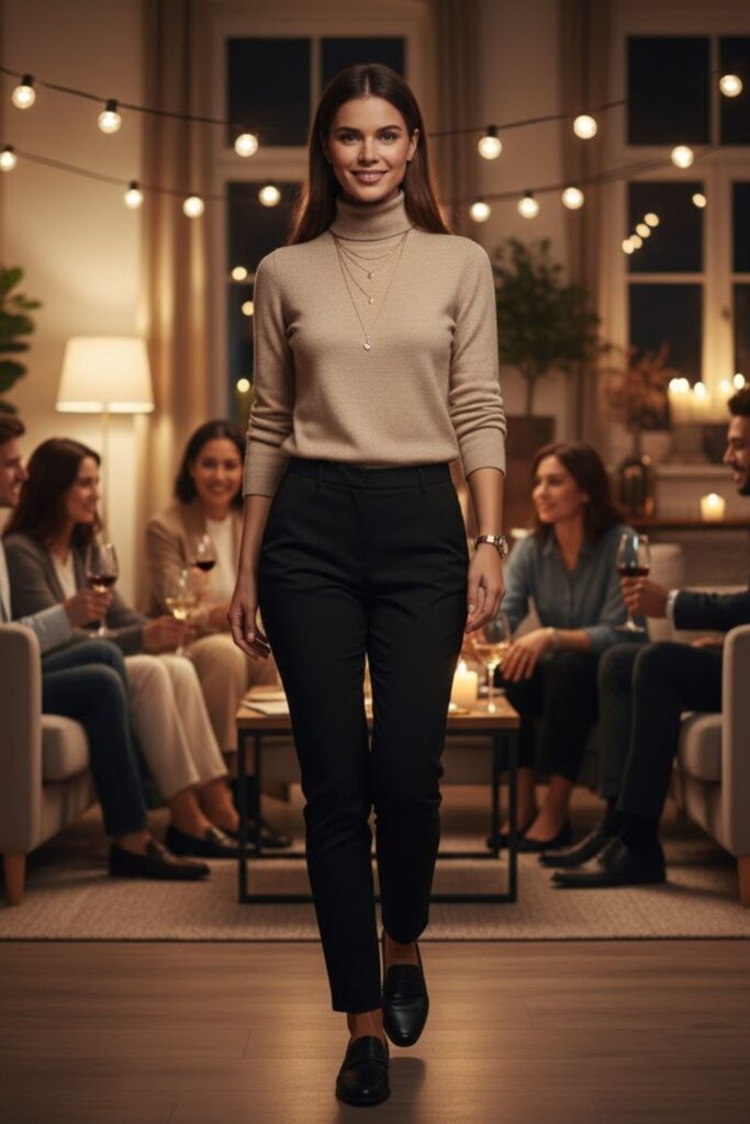 9. Turtleneck and Slim Trousers