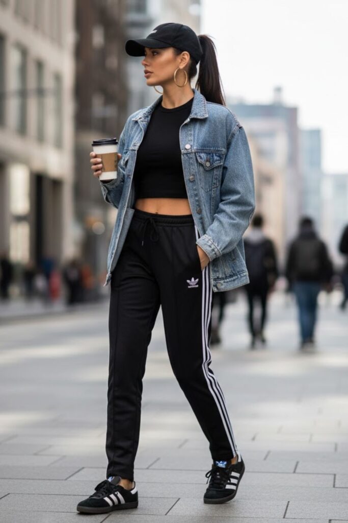 Adidas Samba with Track Pants and Cropped Jacket