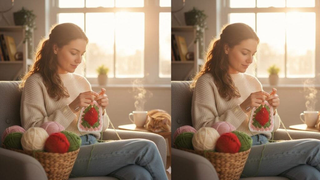 How to Crochet a Strawberry Granny Square