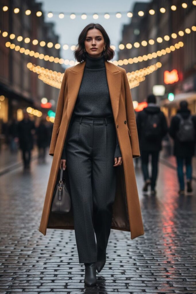 Monochrome Outfit with Statement Coat