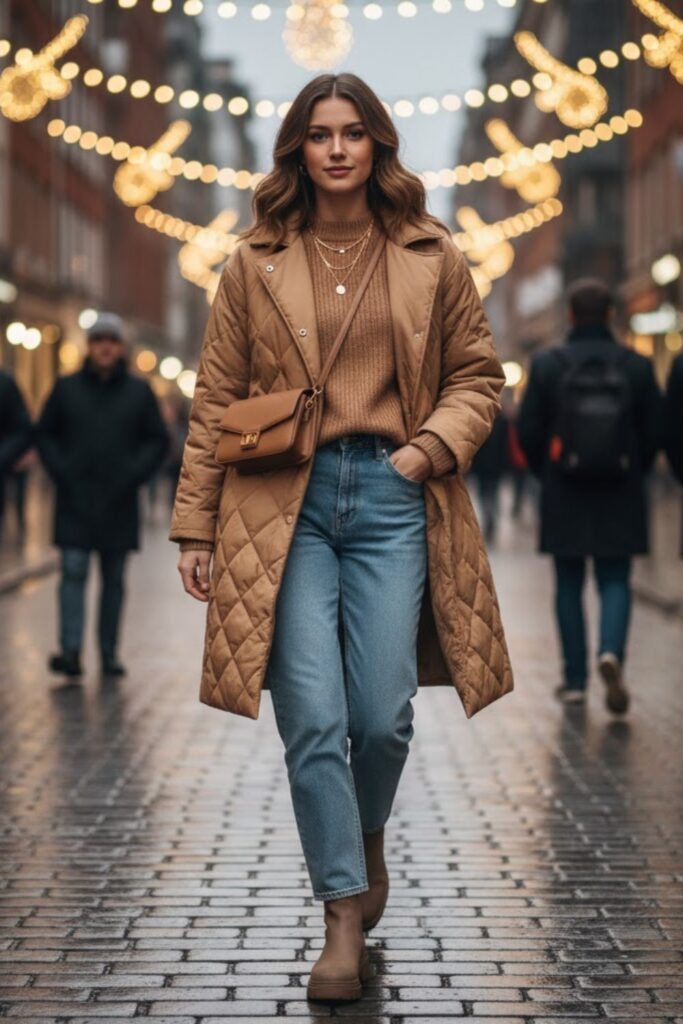 Quilted Coat with Sweater Set