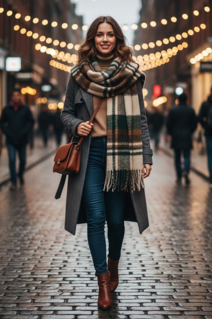 Statement Scarf with Neutral Layers