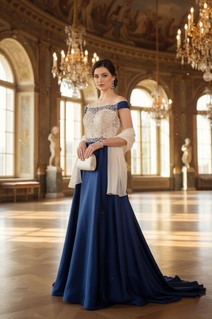 10. Deep Blue and Ivory Classic Coordination