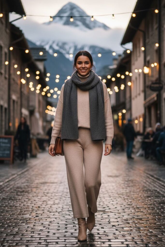10. Knit Co-Ord Set with Oversized Scarf