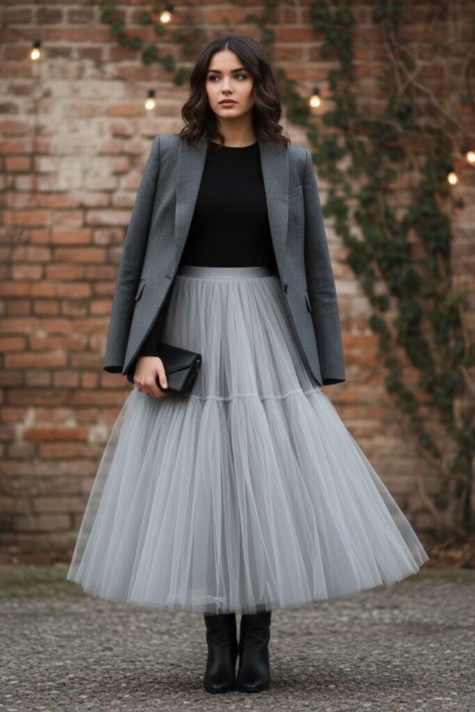 10. Leather Jacket with Tulle Skirt