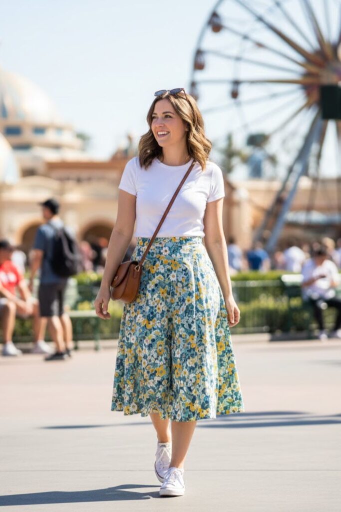 10. Midi Skirt with Fitted Tee Outfit