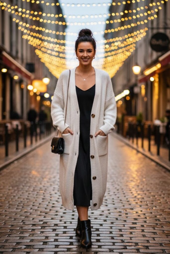 10. Over a Basic Black Dress for Instant Contrast
