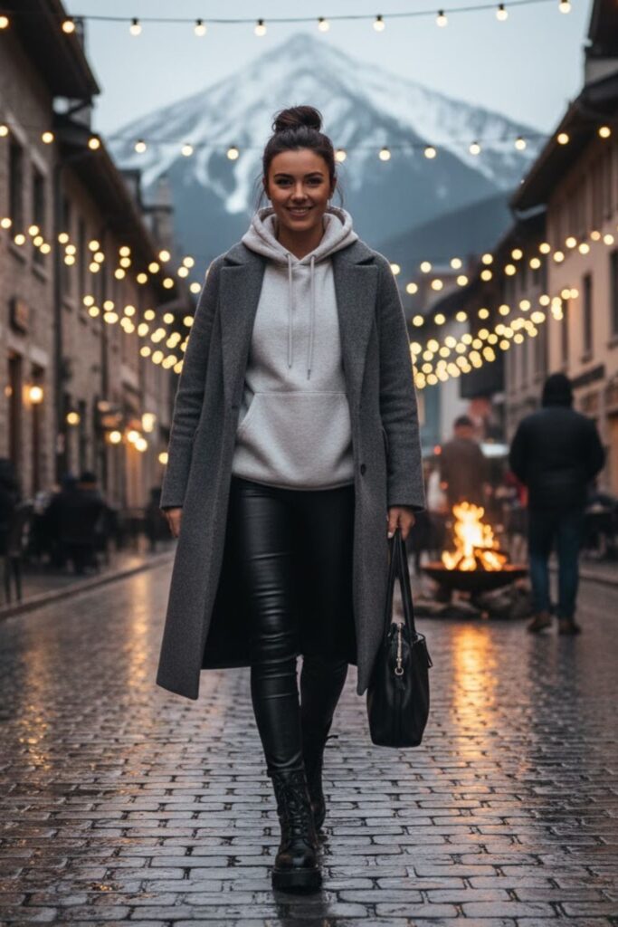 11. Hoodie with Long Wool Coat