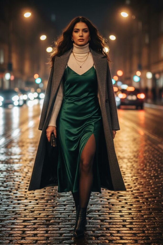 11. Midi Slip Dress with Turtleneck Layer