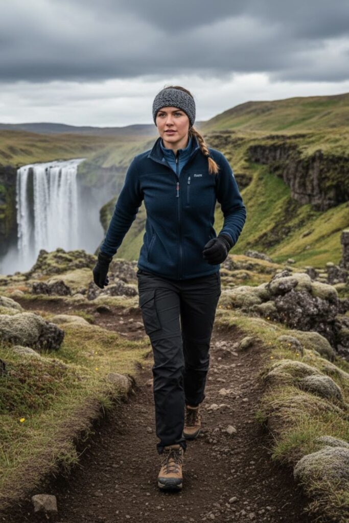 13. Fleece Pullover with Hiking Pants and Gloves