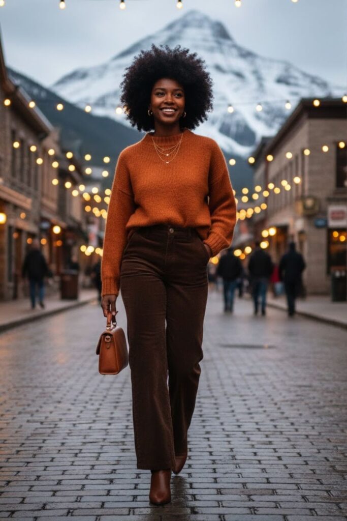 14. Cashmere Sweater with Corduroy Pants