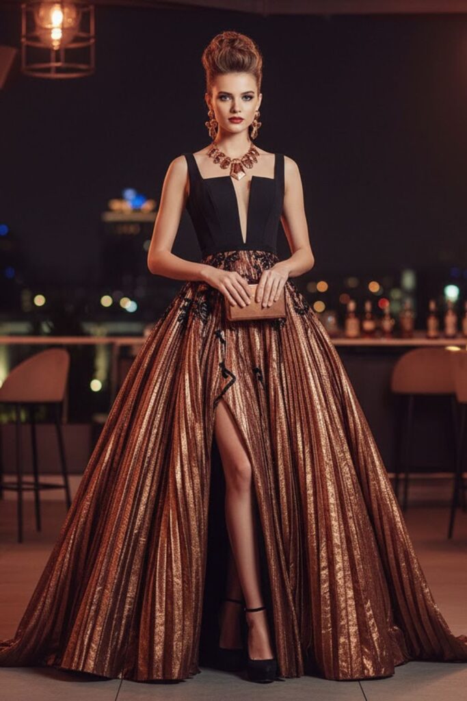 14. Copper and Black Chic Coordination