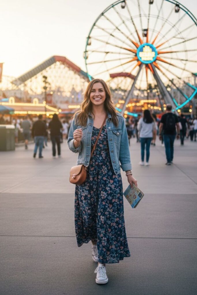 14. Maxi Dress with Denim Jacket Outfit