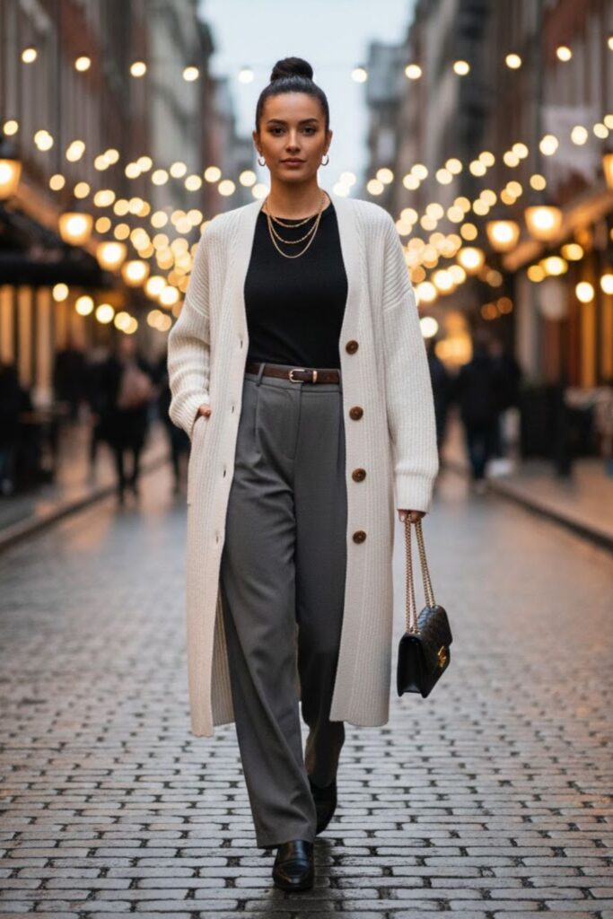 14. With Wide-Leg Pants and a Minimalist Top