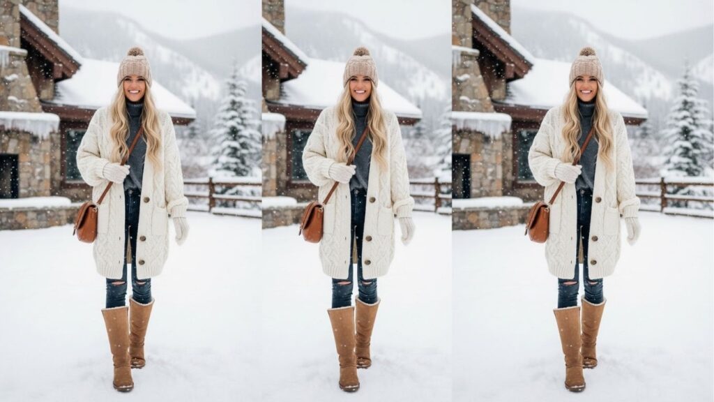 White Cardigan Outfit Winter