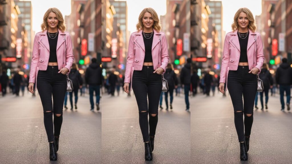 15 Pink Leather Jacket Outfit