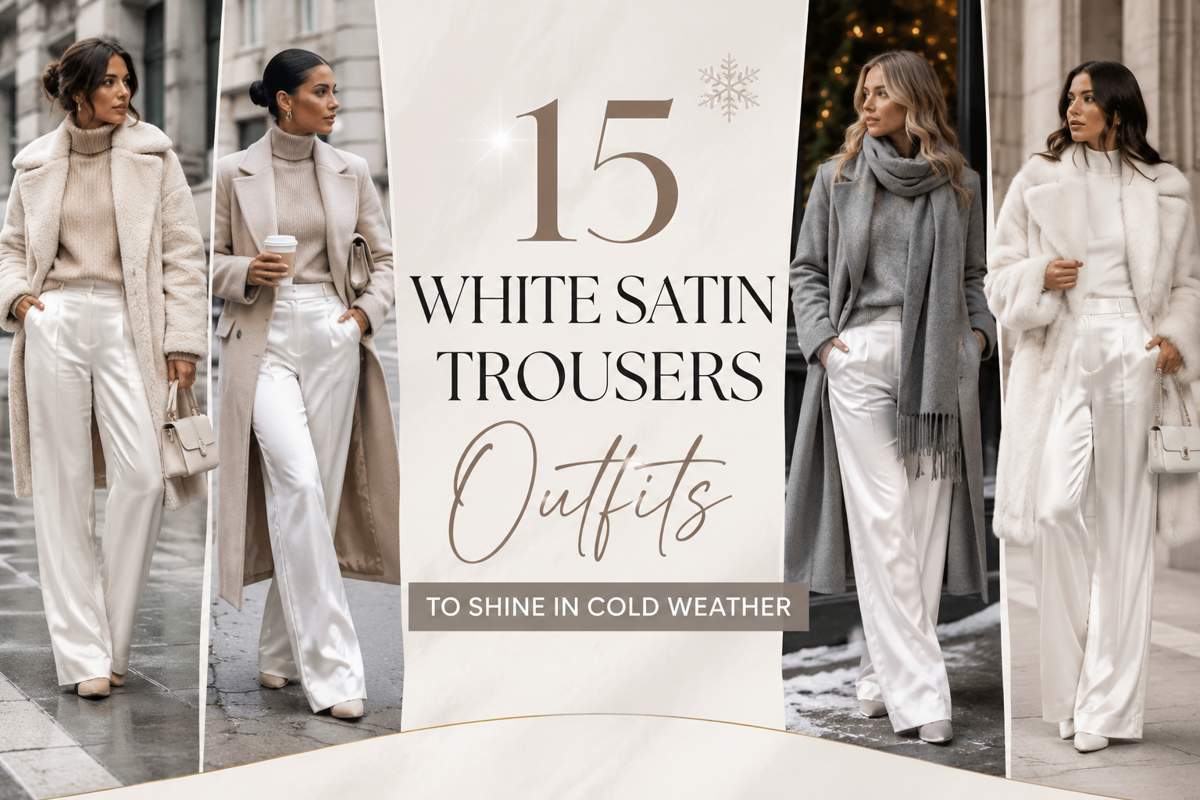 15 White Satin Trousers Outfits to Shine in Cold Weather