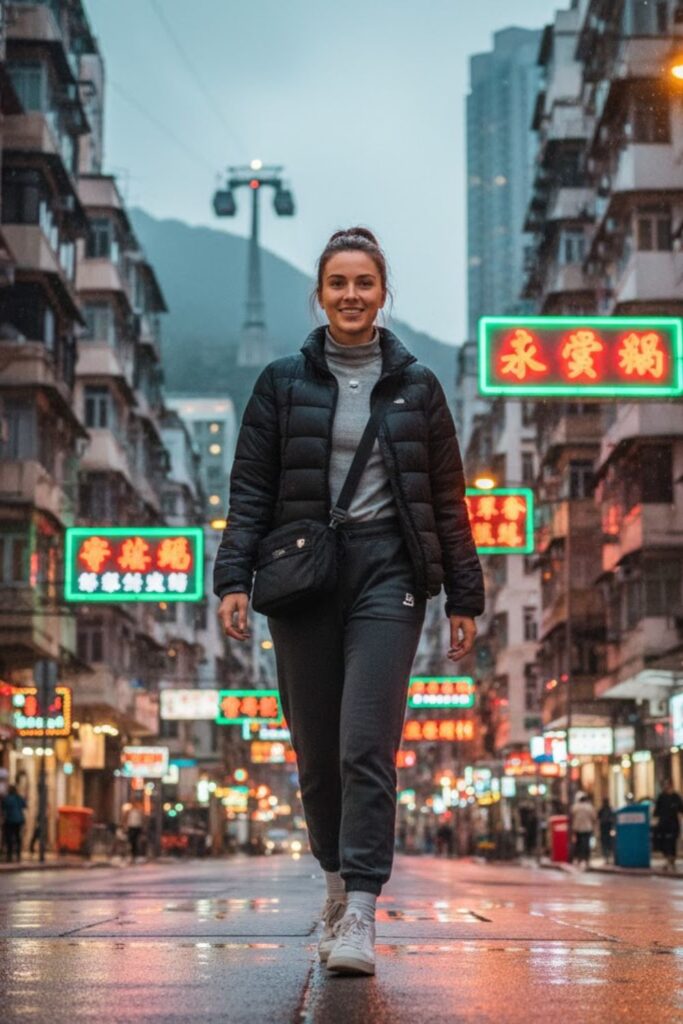2. Puffer Jacket with Thermal Turtleneck and Joggers