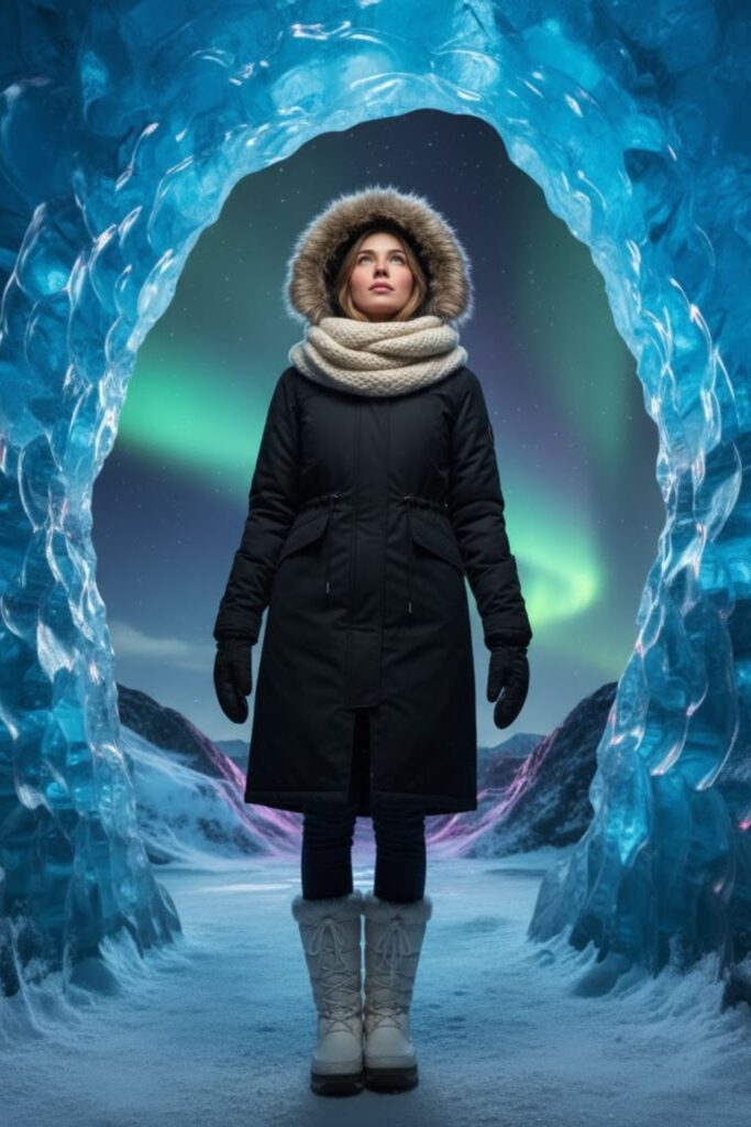 3. Parka Coat with Leggings and Thermal Socks