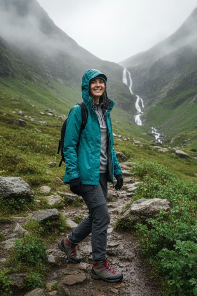 3. Waterproof Shell Jacket with Base Layers and Trekking Pants