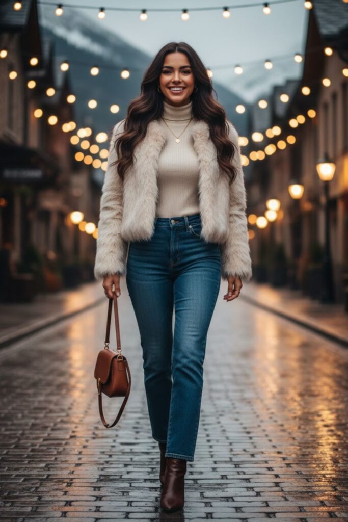 4. Denim with Faux Fur Jacket