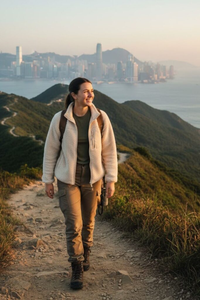 5. Fleece Jacket with Long-Sleeve Tee and Cargo Pants