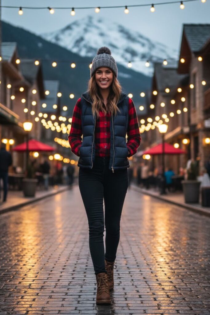 7. Flannel Shirt with Puffer Vest