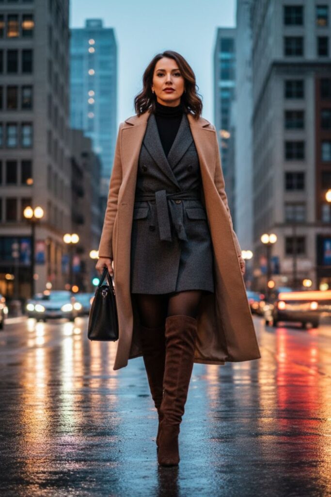 8. Blazer Dress with Thermal Layers