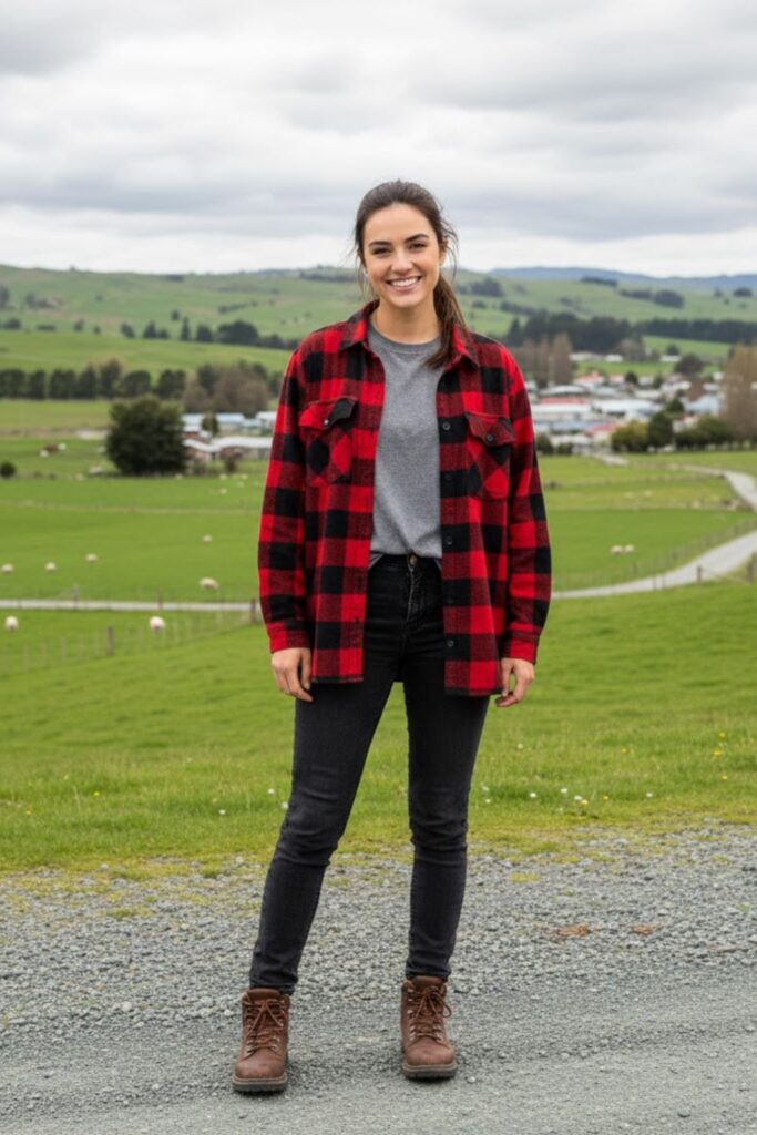 8. Flannel Shirt with T-Shirt and Jeans