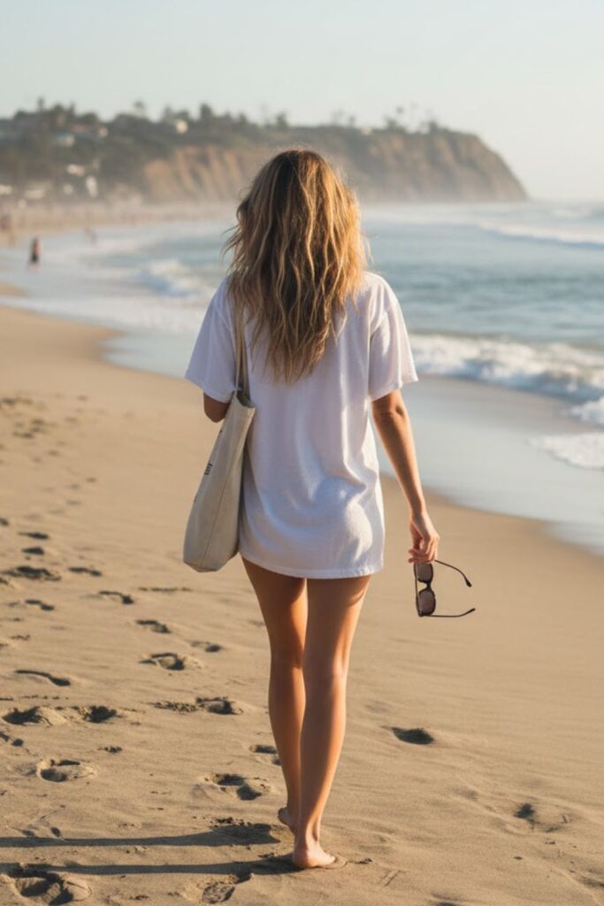 9. Oversized Tee and Bikini Bottoms