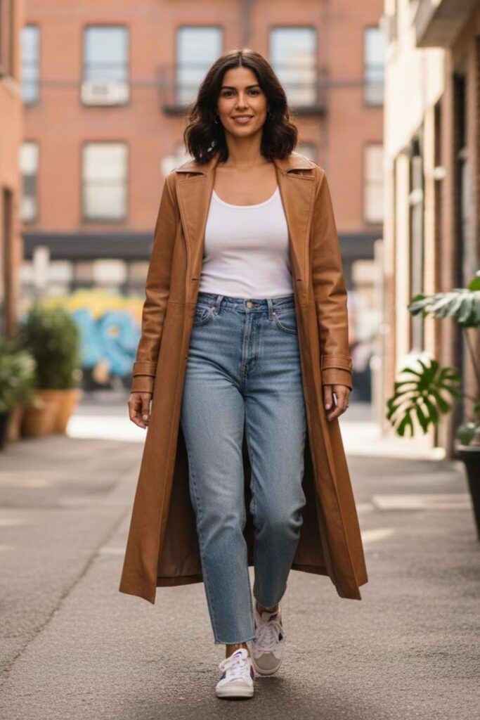 1. 90s Leather Jacket Outfit with Straight-Leg Jeans
