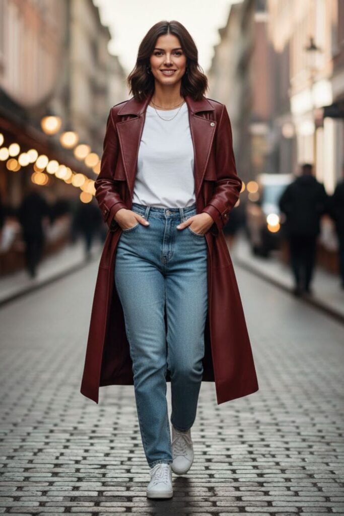 1. Classic 80s Leather Jacket with High-Waist Jeans