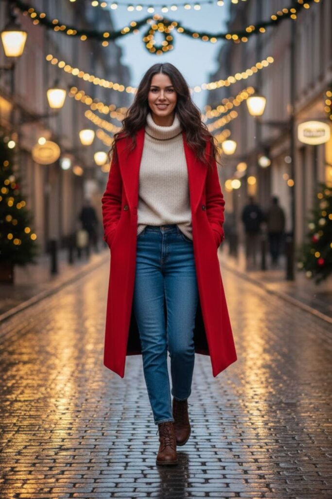 1. Wool Trench Coat with a Turtleneck and Jeans