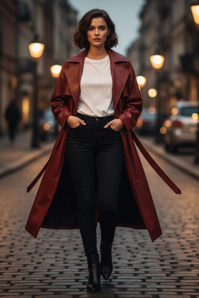 1. Zara Leather Jacket with a White Tee and Black Jeans