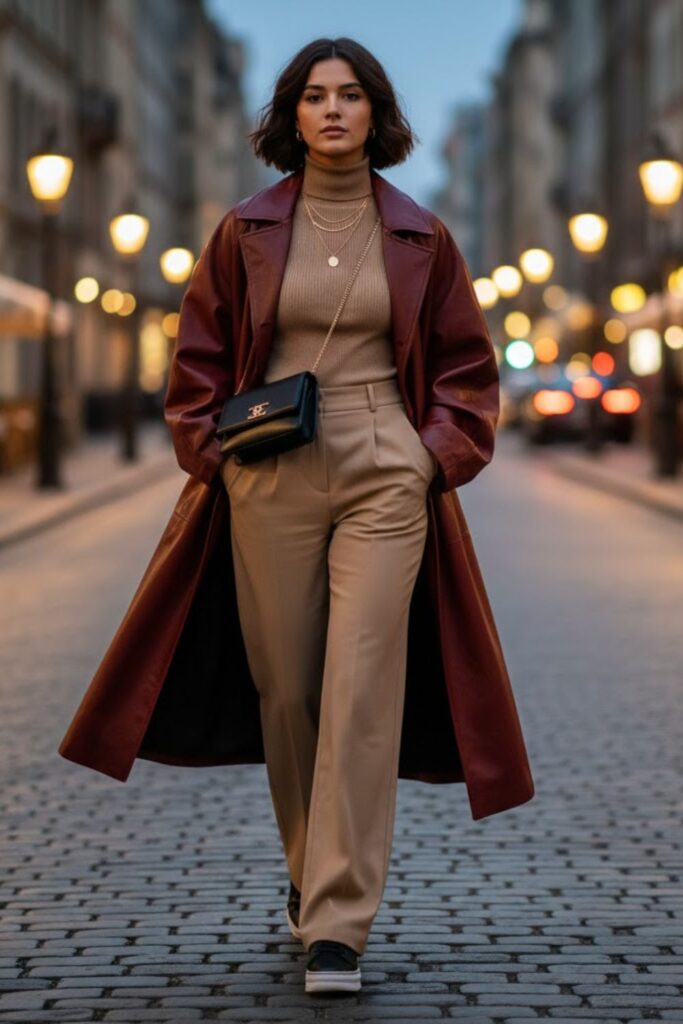 11. Baggy Leather Jacket with Monochrome Basics