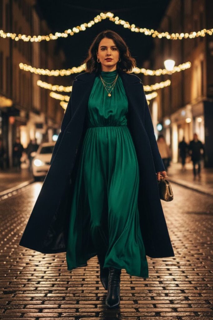 12. Maxi Dress With Wool Coat