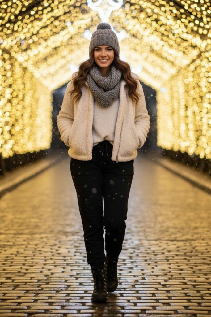 13. Black Sweatpants with Sherpa Jacket